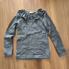KP 長袖カットソー ダークグレーフリルネック 140cm
