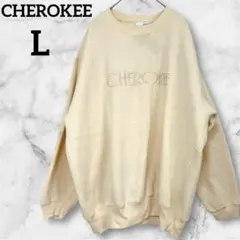 一点物✨CHEROKEE 【L】　トレーナー クリーム　裏起毛　暖かい　刺繍ロゴ