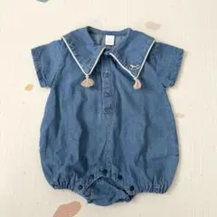 バースデイ　cottoli デニム セーラー襟ロンパース 70cm