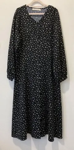 Ray Cassin／小花柄シャツワンピース／フリーサイズ／ブラック