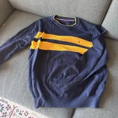 TOMMY HILFIGER ネイビーイエローストライプニット M