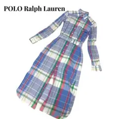 Ralph Lauren 現行タグ インド綿 マドラスチェック ワンピースベルト