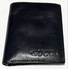 GUCCI ブラックレザー 二つ折り財布 黒 カード入れ 定期入れ