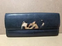 猫シルエット 長財布 黒