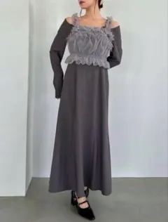 dazzlin（ダズリン）チュールギャザービスチェカットワンピース