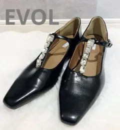 ★美品★EVOL ブラックパンプス　低ヒール　24.5cm