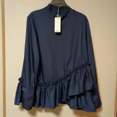 Riche glamour ネイビー フリルシャツ M