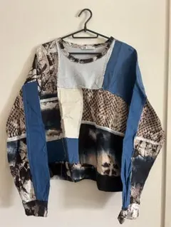 ZARA マルチカラー パッチワーク 長袖トップス