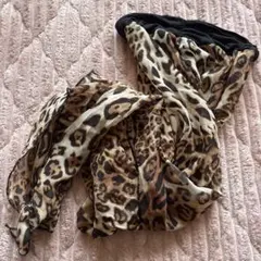 りれひ様専用 百合子ターバンヒョウ柄 シフォン ロングスカーフ