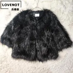 プラステ　PLST　ファージャケット　七分丈　エコファー　ブラック　2　M位