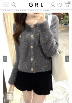 GRL ラメフェザーカーディガン kz618