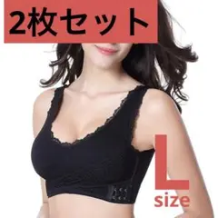 【新品未使用】ノンワイヤー ナイトブラ 黒 ブラック 2枚セット 育乳