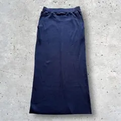 Alma Design リブ ロングスカート ナロースカート ネイビー Lサイズ