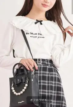 mezzo piano Junior メゾピアノ レース衿長袖Tシャツ