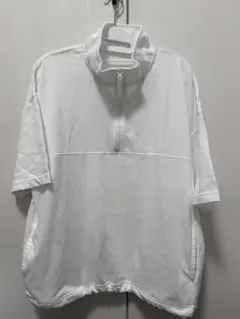 GU ハーフジップ 半袖 プルオーバー ホワイト