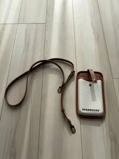 STARBUCKS スマホショルダーバッグ ホワイト/ブラウン
