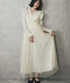 チュールロングワンピース アイボリー