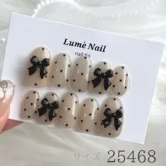 ネイルチップ　韓国　ワンホン　地雷　量産型　ガーリー　ドット　リボン　No.78