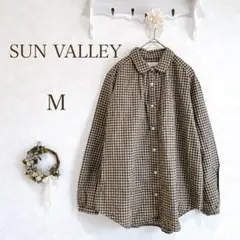 SUN VALLEY（サンバレー）　シャツ　チェック柄　綿　麻　ナチュラル系　Mのサムネイル
