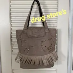 drug store’sブタキャラクターフリンジ付き トートバッグ⭐︎スウェード