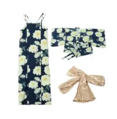 m*n様 花柄着物・ドレス・スカーフセット