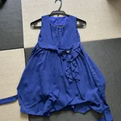 ネイビーブルー フォーマルドレス リボン付き　140 発表会