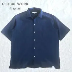 GLOBAL WORK 半袖シャツ ネイビー M メンズ