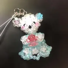 水色ドレスクマさんビーズストラップ