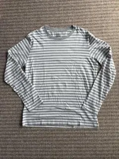 無印良品　長袖ボーダーTシャツ　L 灰白