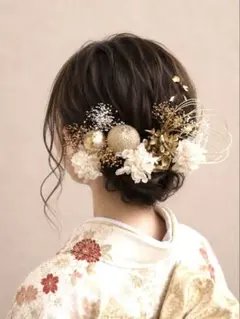 再販☆和玉　髪飾り☆袴振袖ゴールドヘッドドレス卒業式成人式結婚式水引金箔付