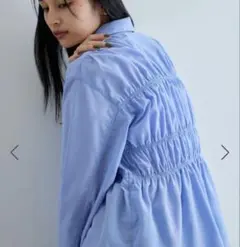 VIS シャーリングデザインシャツ　ブルー　フリーサイズ　長袖　新品　ビス