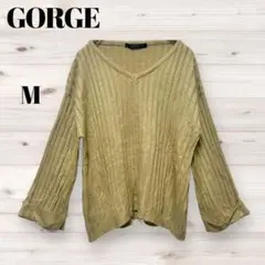 GORGE ゴージリブニット Vネック ベージュ M 七分袖 アクリル100
