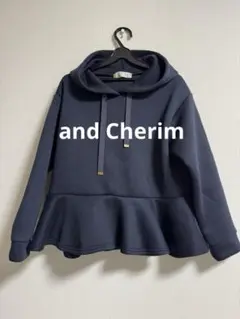 and Cherim ヘプラム袖フリルパーカー ネイビー