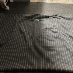 グレー ストライプ ノースリーブ Vネック