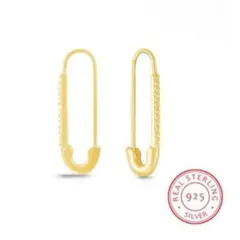 ゴールド 安全ピン ピアス シルバー925 ユニセックス #C963-2