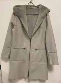 （お値下げ）フード付きグレーロングコート　リバーシブル　コムサデモード