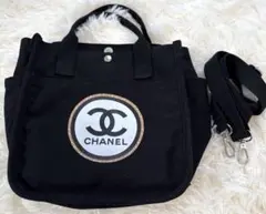 【CHANEL】 ノベルティトートバッグ ブラック ショルダー付き