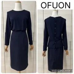OFUON オフオン ブラウス＆タイトスカート　セットアップ　ネイビー　38