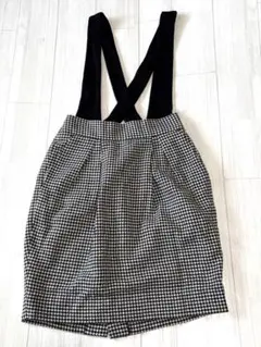 ジーナシス　サスペンダー付きチェック柄タイトスカート　フリーサイズ　新品未使用品