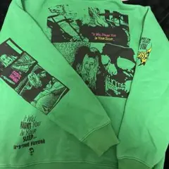 ネオングリーン パーカー プリントロゴ ストリート 古着