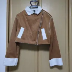 SHEIN ボアライダースジャケット ショート丈 ブラウン　Sサイズ
