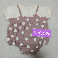 ドット柄ロンパース サイズ70　半袖　夏