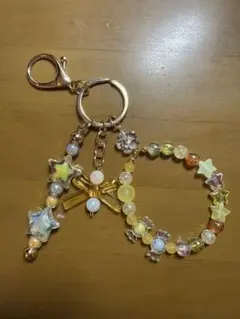 星ピーズチャームキーホルダー　イエロー
