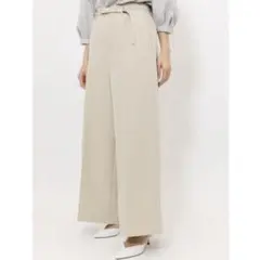 【新品未使用】 earth ワイドパンツ ベージュ ベルト付き M