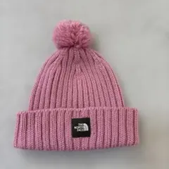 THE NORTH FACE ピンクニット帽子 ポンポン付き