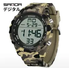 ★■ 新品 SANDA メンズ腕時計 デジタル 迷彩