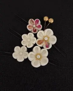 つまみ細工髪飾り　摘み細工髪飾り
