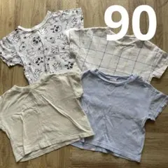 90 半袖Tシャツ 4枚セット まとめ売り 動物柄 バースデイ 保育園着