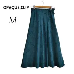 OPAQUE.CLIP✳️サイドリボン／フレアロングスカート【M】緑／黒／総柄のサムネイル