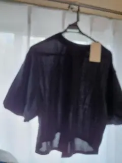 コットン100%五分袖カットソー ブラック M